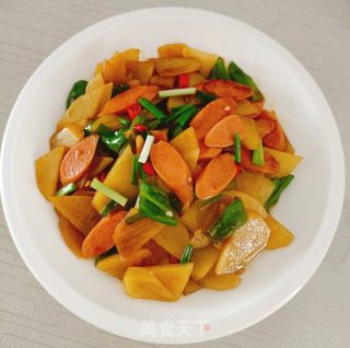 火腿肠炒土豆片的做法步骤：10