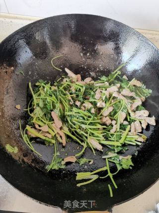 香菜炒肉丝的做法步骤：3