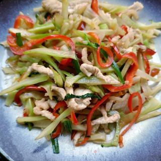 肉丝炒西兰花梗的做法步骤：12