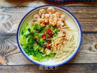 小白菜金针菇拌虾仁的做法步骤：9