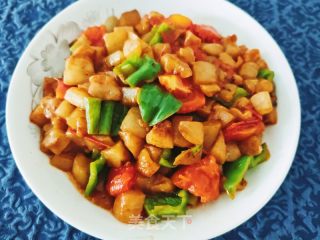 番茄青椒炒茄丁的做法步骤：10