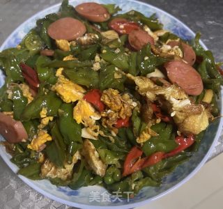 青椒火腿炒鸡蛋的做法步骤：5