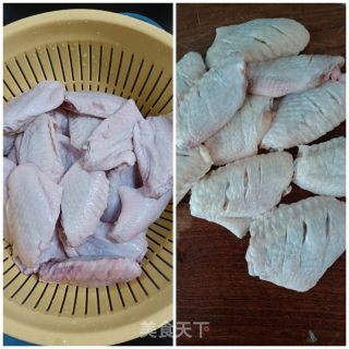 空气炸锅烤鸡中翅的做法步骤：1
