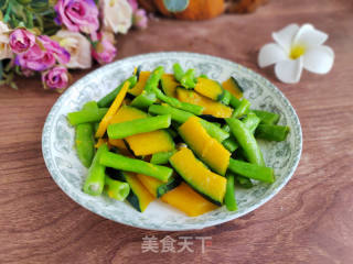 四季豆炒南瓜的做法步骤：4