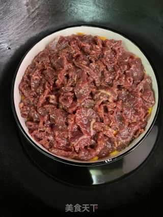 南瓜蒸牛肉的做法步骤：6