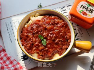 儿童开胃饭番茄牛肉炸酱面！酸甜酱香，老少皆宜的做法步骤：9