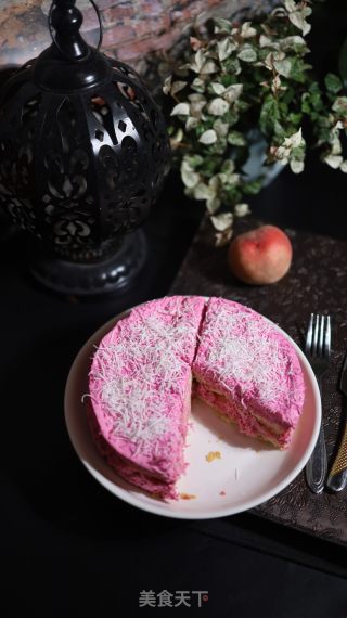 火龙果桃子慕斯蛋糕的做法步骤：11