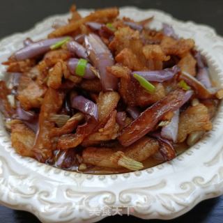 简易版回锅肉炒茄子的做法步骤：26
