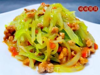 肉末盖莴笋丝的做法步骤：16