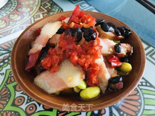 毛豆蒸腊肉的做法