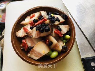 毛豆蒸腊肉的做法步骤：3