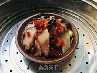 毛豆蒸腊肉的做法步骤：10