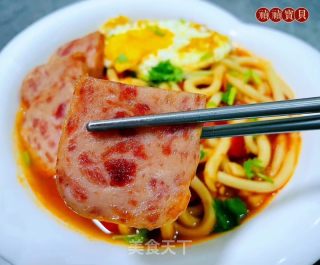 番茄午餐肉煎蛋乌冬面的做法步骤：14