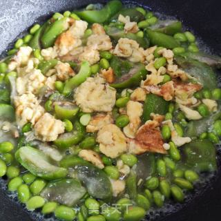 毛豆鸡蛋炒丝瓜的做法步骤：10