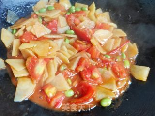 番茄土豆炒毛豆米的做法步骤：10