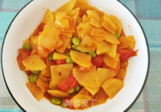 番茄土豆炒毛豆米的做法步骤：11