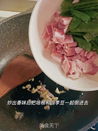 花费10????上班快手便当丨不放盐也好吃的培根炒荷兰豆和洋葱炒虾仁！的做法步骤：3