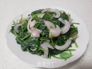 洋葱炒明月草的做法步骤：4