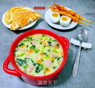 午餐肉小白菜苗胡萝卜疙瘩汤的做法步骤：13