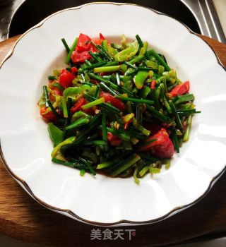 青椒炒韭薹的做法步骤：8