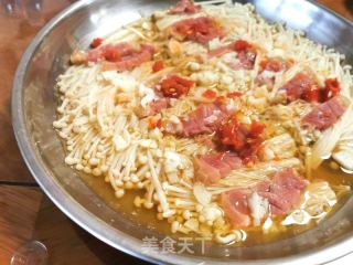 金华火腿蒸金针菇的做法步骤：8
