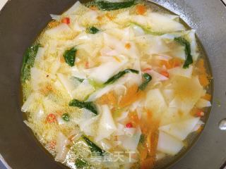 鸡毛菜南瓜面片的做法步骤：12