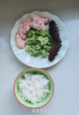 西蓝花、海参粥的做法步骤：1