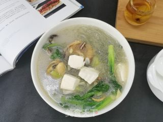 青菜豆腐粉丝贻贝汤的做法步骤：12