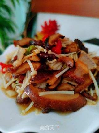 双菇炒肉的做法步骤：12