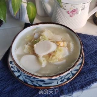 鸡蛋白菜汤年糕的做法步骤：9
