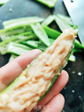 秋葵酿肉的做法步骤：7
