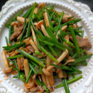 虾油炒韭苔白玉菇的做法步骤：12