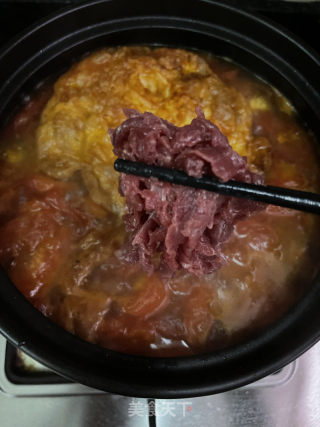 番茄炸蛋牛肉锅的做法步骤：10