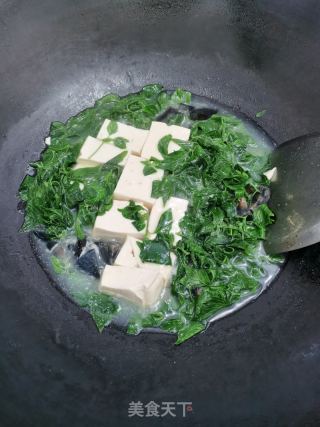 皮蛋豆腐狗肝菜汤的做法步骤：9