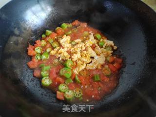 番茄秋葵炒蛋的做法步骤：8