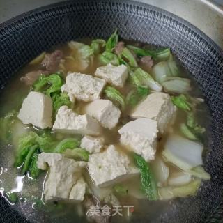 白菜鸡汤炖豆腐的做法步骤：12