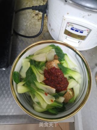 香辣藕丸油菜面的做法步骤：6