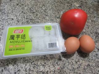 番茄鸡蛋炒魔芋结的做法步骤：1