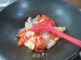 番茄鸡蛋炒魔芋结的做法步骤：11