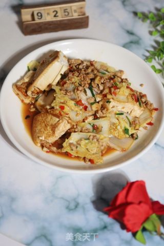 白菜豆腐烧肉末的做法步骤：12