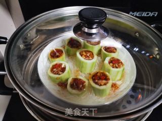 蒜蓉粉丝蒸丝瓜的做法步骤：7