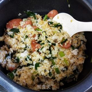 蒜苗鹅肉肠焖饭的做法步骤：8
