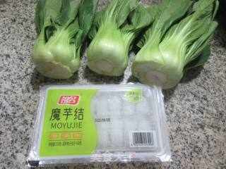 魔芋结炒青菜的做法步骤：1