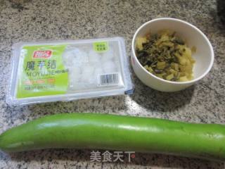 咸菜夜开花炒魔芋结的做法步骤：1