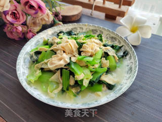 青菜炒豆皮的做法步骤：7