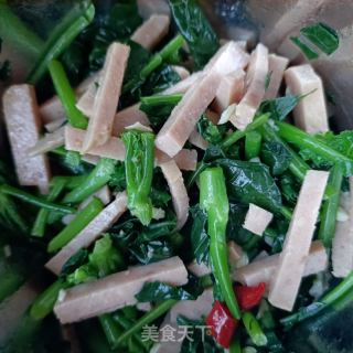 午餐肉拌西兰花侧芽的做法步骤：14