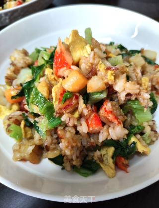 九层塔虾干炒饭的做法