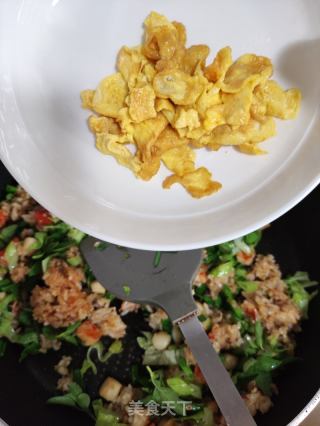九层塔虾干炒饭的做法步骤：14