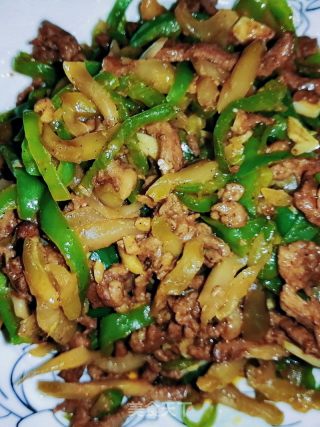 青椒榨菜肉丝的做法步骤：9