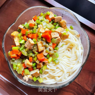 蒜苔豆腐拌面的做法步骤：10